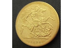 BOODLO Moneta commemorativa placcata in Oro da 1 sterlina d'oro Britannica del 1822-1825, Replica Straniera, 1824