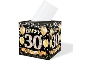 CMHIE 30th Black Gold Birthday Cards Box - 30 Year Birthday Party Decorations for bday Gift or Money Receiving Card Box, Birthday Activities Supplies - gold005