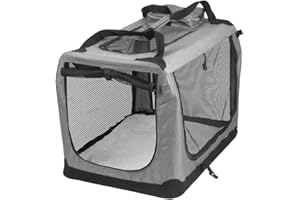 Petbarn Portable Soft Fabric Pet Carrier Folding Dog Cat Puppy Travel Transport Bag (Large, Grey)