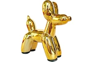 Pozbee Balloon Dog Sculpture Gold, Aesthetic Decorative Dog Statue, Fun, Small Balloon Dog Figurine for CoffeeTable, Bookshelf, Preppy Room Decor (Gold)