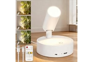 Kambo Luces LED Inalámbricas Blanco, Foco Recargable, Lámpara de Pie Táctil Remoto, Pequeños Foco Artísticos y Luz Lectura con Temporizador para Planta, Obras Arte, Habitación, Estar, 1 Pieza