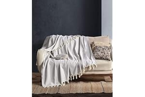 BOHORIA® Colcha Tulum, 100 % algodón, Oeko-Tex®, manta reversible para sofá y cama, con estampado, extragrande, 170 x 230 cm (nube)