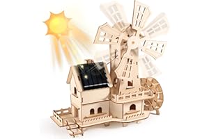 Joycabin Solarbetriebenes 3D Holzpuzzle, DIY Windmühlenhaus Bausatz, 3D Holz Puzzle Gebäude Spielzeug, STEM Bausätze für Kinder Alter 8-12, inspirieren Kreativität für Jungen und Mädchen