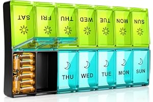 Mossime Tygodniowe pudełko na tabletki 7-dniowe: duże pudełka na tabletki 7 dni 2 razy dziennie codzienny organizer na tabletki 7 dni z 14 przegródkami - XL tygodniowe etui na tablet Am Pm organizer