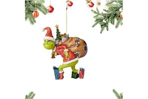 SHELING Grinch, decorazioni natalizie, decorazioni natalizie a forma di albero di Natale, divertenti decorazioni in resina verde, decorazione natalizia per la casa, le vacanze, le feste con peso 10 cm