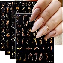 JMEOWIO 3D Nagelsticker – Grüne & Goldene Schmetterlinge, Selbstklebend, 5D-Effekt, 1 Blatt, Für Nail Art, Acrylnägel & DIY-Designs