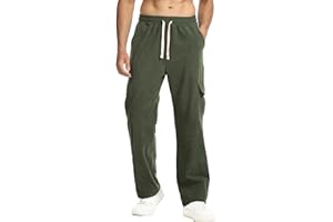 Suwangi Pantaloni in Velluto a Coste da Uomo Pantaloni Cargo Pantaloni Dritti Casual in Velluto a Coste Invernali con Coulisse e Vita Elastica con 4 Tasche