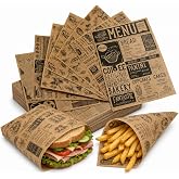 Vintage Sunum Kağıdı 50 Adet | Gazete Desenli Sunum Kağıdı | Hamburger ve Sandvi&ccedil; Sarma Kağıdı | Kraft Servis Kağıdı | Karışı
