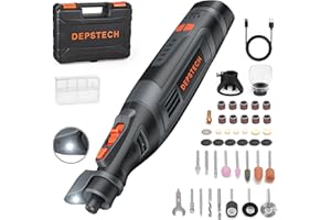 DEPSTECH Cordless Rotary Tool, 8V 2.5Ah Larger Battery, 5-Speed 30000RPM Max, LED Work Light, Power Multi Tool 47Pcs Enduring Accessories Kit for Carving, Polishing, Sanding, Drilling, DIY Crafts