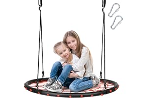 GOPLUS Columpio para Niños, Nido Infantil Columpio de Árbol Forma Redonda, Carga 150kg, Asiento Cómodo, Tela de Oxford, Jardín Exterior, φ100 cm, Altura Ajustable, para Adultos, Animales de Compañía
