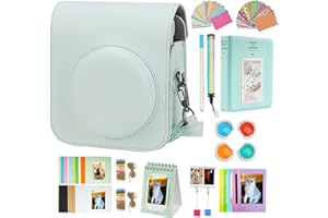 RISOU Mini 12 Camera Accessories Bundles Compatible with Instax Mini 12. - Kit Includes: Camera Case/Photo Album/Filters/Wall Hanging Frames/Stickers/Pen(12 in 1) (Green)