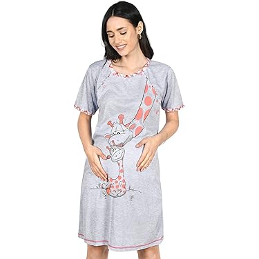 KOJOOIN Nachtjapon Dames Voedingsnachtjapon Katoenen Knoopsluiting Volledige Lengte Voedingsjurk V-Hals Gestreepte Nachtkleding Met Voorvak A-Streep Grijs XL KOJOOIN Nachtjapon Dames Voedingsnachtjapon Katoenen Knoopsluiting Volledige Lengte Voedingsjurk V-Hals Gestreepte Nachtkleding Met Voorvak A-Streep Grijs XL