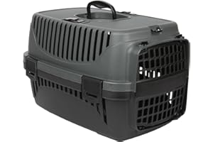 Jolie Max Pet Carrier - Lightweight Transport Crate for Small Animals - Removable Gate - Ventilated Design - Seatbelt Clip - Portable Box for Cats, Dogs, Kittens (Grey) (Anthracite)