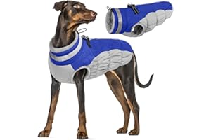 PUMYPOREITY Large Dogs Coat Waterproof, Windproof Warm Coat Winter Clothes Padded Cozy Cold Weather Apparels for Large Dogs(Blue, 3XL)