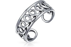 BLING JEWELRY Personalized Open Spiral Pinky Midi Filigree Celtic Scroll Swirl Toe Ring For Women Teen Oxidized .925 Silver Sterling Adjustable Customizable