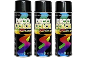DECO COLOR Fahrzeugteile Hoffmann 3 Stück DC Lackspray glänzend in 400ml nach RAL in der Sprühdose (3 Dosen in schwarz glanz RAL 9005)