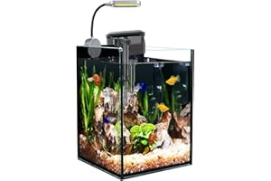 Craftsboys 5.5L Fish Tank Starter Kits, Nano Glass Aquarium with Filter, Led Light for Aquascape DIY Small Betta Fish Tank