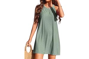 COZYAN Vestido de Playa para Mujer Sin Mangas Cuello en V con Bolsillos Suelto Ropa de Baño Mujer Suelto Vestido de Playa Gasa Ropa de Baño con Borla Verano Traje de Baño Bikini Cover Up