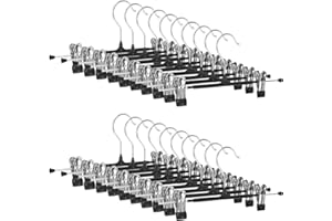 HUIFOO Zestaw 20 metalowych wieszaków na spodnie, wieszak na spodnie 30 cm, z dwoma antypoślizgowymi klipsami, wieszaki na spodnie, hak obrotowy 360°, oszczędność miejsca, wieszak na spodnie, spódnice