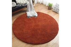 Liveinu Tappeto Shaggy Rotondo Tappeti Soggiorno Pelo Lungo Antiscivolo Lavabili Moderni Moquette Ø 120 cm caffè