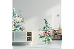 Tanlaby Stickers Muraux Plantes Vertes Autocollants Muraux Tropicaux Plante Feuille Palmier Sticker Mural Fleurs Plantes pour Salons Chambres Bureaux Canapé Fond Décoration Murale