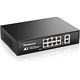 Tenveo Power Over Ethernet Switch PoE+ 8 Gigabit Ports, 120W, 2 Uplink, Smart Management, VLAN, Metal Housing - Ideal for IP
