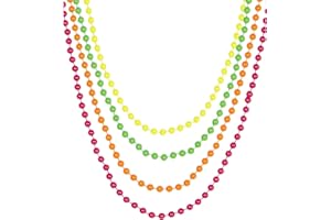W WIDMANN MILANO Party Fashion - Neonfarbenen Perlenkette, 4 Stück, für Hals oder Arm, Accessoire 80er Jahre Outfit Karneval
