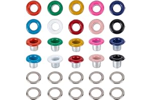 GORGECRAFT 200 Ensembles 10 Couleurs Oeillets et Oeillets 3MM Trou Auto-Dos Oeillet Mini Crop A Dile Oeillets avec Rondelles pour Papier Artisanat Noyaux de Perles Vêtements Cuir Toile