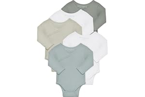 Kindsgard Wickelbody langarm „trunder“ – 5er-Pack aus Ripp-Baumwolle – OEKO-TEX zertifiziert – weich, dehnbar & atmungsaktiv – Baby Body mit Druckknöpfen