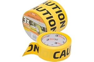 Brackit Caution Tape 48mm x 30m, Pack of 3 Rolls – Hazard Tape Black and Yellow for Safety Marking - Durable Adhesive Tape Floor Marking Tape for Indoor, Outdoor Safety Barriers