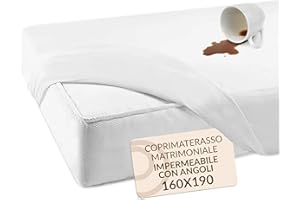SONIT HOME DECOR Coprimaterasso Impermeabile Matrimoniale - Cerata Letto Matrimoniale - Coprimaterasso Impermeabile Ipoallergenico - Copri Materasso Matrimoniale 160x190 con Angoli