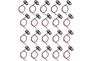 NIKSULTANT 20pcs 9v connector with 15 cm Flying Leads Black Hard Housing Snap Connector Black Red Connection for alarm systems, driveway alarms,light