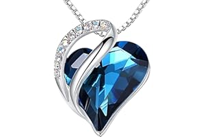 Leafael Infinito Amore Cuore Collana Argento, Pietra di nascita collana donna con cristalli curativi, Senza allergie Gioielli Regalo Donna, ciondoli per collane con scatola regalo inclusa
