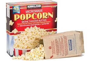 MALLX Kirkland Signature Microwave Popcorn, 3.3 oz, 44 Count 100% Whole Grain No Artificial Ingredients Gluten Free Movie Theater Butter Flavored