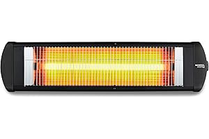 ‎KUMTEL KUMTEL Infrarotstrahler 2500 Watt Strahlungsheizung Terrassenheizung Infrarot-Quarzheizung Strahlungsheizung Wandhalterung Wandheizung (2500W (schwarz))