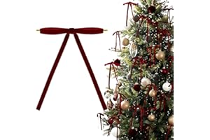 GEBETTER 24pz Fiocchi Velluto Rossi Albero di Natale, Fiocco Decorativo Natalizio Grande per Ghirlanda Decorazione Ornamenti Confezioni Fai da Te (Vino Rosso(24pz, Larghezza 1cm))