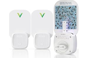 VEYOFLY Piège à Mouche, Piege Moustique, Attrape Mouche, Piege Moustique Interieur, Maison Plus Sûre, Moucherons, Mites, Lumière Anti-Insectes à Brancher (2 Appareils + 6 Cartes de Colle)