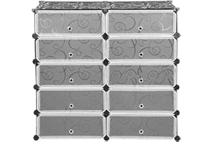 RELOVE Armadio in plastica per bambini, colore: rosa, scaffale a cubo con 10 vani modulabili DIY, Armadio Armadio per abiti scarpe, scarabocchi