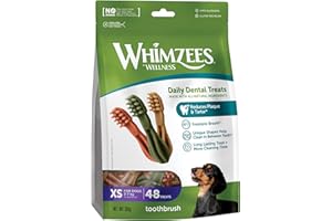 WHIMZEES Toothbrush XS, Stix da Masticare Per l'igiene Dentale per Cani di Molto Piccola Taglia XS (2-7kg), Ingredienti Naturali, Senza Cereali, 48 Pezzi, Taglia XS