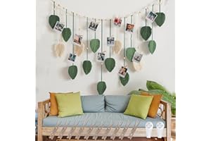 SMGBWAY Macramé Tenture Murale, Tapisserie macramé en coton tissé à la main avec 10 clips, Deco Murale Boheme Macramé Tenture, Tapisserie murale tissée pour salon/chambre/chambre d'enfant (120*75cm)