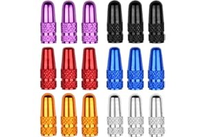 Jinlaili 18PCS Bouchons de Valve Vélo, Capuchon Valve de Vélo en Aluminium, Bouchon de Valve Anodisé, Presta Anti-Poussière de Valve, Bouchons Tige Valve de Pneu Vélo pour Route VTT Bicyclette