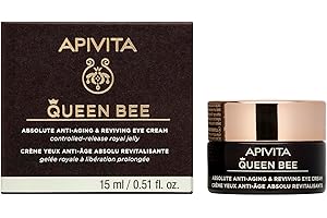 Apivita Queen Bee Absolute Anti-Aging & Reviving Eye Cream 15ml - With Controlled-Release Royal Jelly, Propolis, Honey - Fights Crow's Feet wrinkles & Eye Puffiness, Lifts Eyelid, Brightens