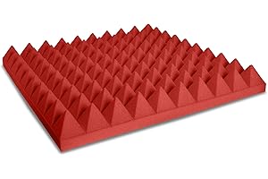 KEYHELM S.R.L. Pannello Fonoassorbente Piramidale 6cm Verniciato Rosso fuoco - 50x50cm - Pacco da 4(1m²)