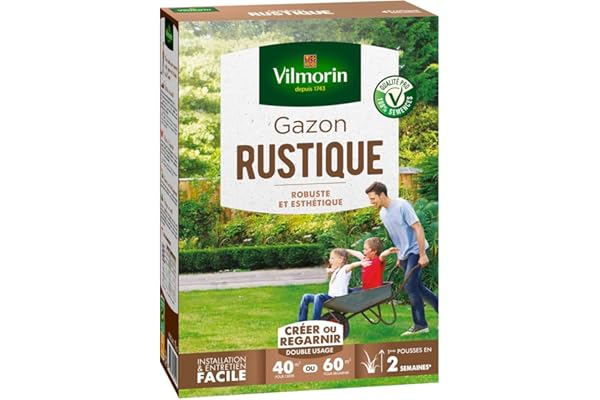 VILMORIN - Gazon Rustique - Robuste et esthétique, 1kg, Vert