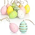 com-four Decorative Easter Eggs for Hanging, Made of Wood in Great Colours, Beautiful Patterns