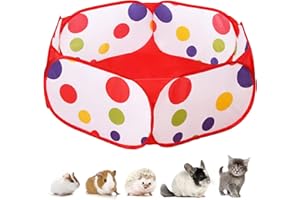 CERICAI Portable Small Animals Playpen - Outdoor/Indoor Pop Up Play Pen, Hamster Play Pen Pop Open Pet Exercise Fence, Breathable Foldable Pet Cage Tent, Small Animal Playpen for Rabbits, Guinea Pig(Red)