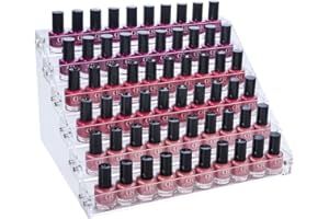 GOSPIRE Mobengo - Soporte expositor de 6 niveles acrílico con capacidad para 66 botes de esmalte de uñas, para joyería o como organizador de maquillaje