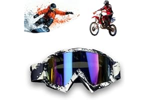 Tuwyii Gafas Motocross & Snowboard Espejadas: Anti-Emapañamiento | UV400 Protección | Marco Ultraligero | Para MTB, Moto Polvo, Esquí y Cascos Abiertos