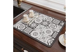 REESTBOO Abtropfmatte, Schnelltrocknend Trockenmatte Kaffeemaschine Abtropfmatte, Rutschfest Geschirrabtropfmatte Spülbeckenmatte für Küche Geschirr Bad (Grau, 30 x 40cm)