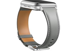 Laffav Skórzany pasek kompatybilny z Apple Watch 38 mm, 40 mm, 41 mm, 42 mm, 44 mm, 45 mm, 49 mm, dla kobiet i mężczyzn, klasyczny pasek zastępczy do Apple Watch iWatch serii 9, 8, 7, 6, 5, 4, 3, 2,